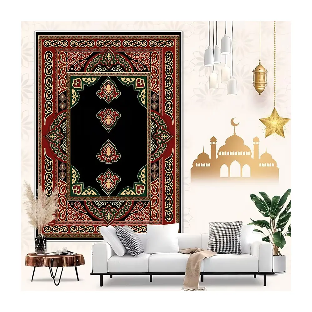 Tapis arabes pour la maison pour le salon tapis persan de style moderne facile à nettoyer tapis en faux cachemire tpr pour la prière