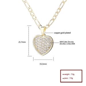 Collar con Colgante de Corazón Romántico, Regalos para el Día de San Valentín y el Día de la Madre, Moderno, de Latón, Chapado en Oro de 18K, con Circonita, para Mujer - Product Image 6