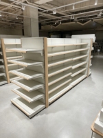 Étagères de supermarché en acier et bois, simples et doubles faces, de qualité supérieure, solides, pour l'affichage en magasin de détail