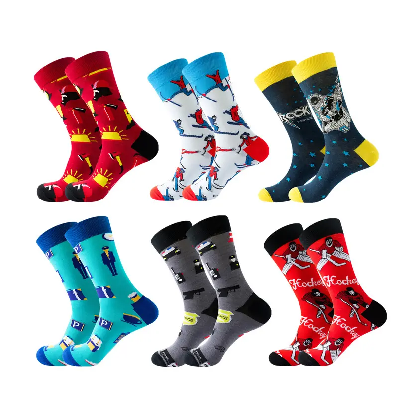 Socksmate 100 design socks job series premium custom cozy men funny iconic policemen astronauts novelty packaging for socks