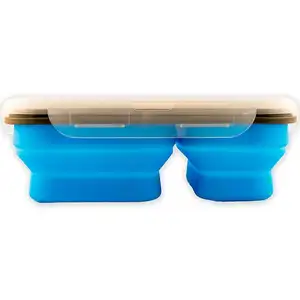 OEM ODM Collapsible Lunch Box Customized Bento Silicone Lunch Box With 2 Compartments Wholesale Lunch Box Silicone