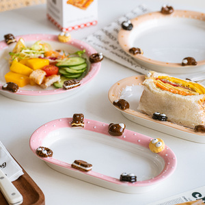 Solhui nhà máy trực tiếp bán Hand Painted nặng gốm bộ đồ ăn Set trang trí nổi bánh mì tấm - Product Image 4