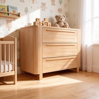 Commode en bois massif de style scandinave avec 3 tiroirs, armoire de rangement minimaliste pour chambre à coucher