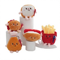 Cadeaux pour enfants, jouets en peluche amusants, design de hamburger, de toast et de frites, porte-clés personnalisé, pendentif de poupée 3D, porte-clés