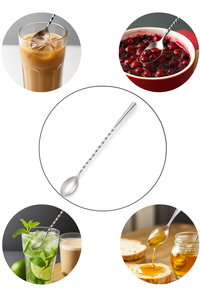 Cuillère à bar en acier inoxydable torsadée avec long manche et extrémité lestée pour mélanger - Product Image 3