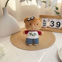 Porte-clés en peluche ours de dessin animé de 4 pouces, en coton PP, pendentif rembourré unisexe, jouet en peluche pas cher, cadeau, vente en gros