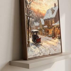 Dipinto a Olio 100% Fatto a Mano, Paesaggio Invernale con Villaggio Innevato, Texture Ricca, Arte Moderna su Tela con Cornice in Legno per Arredamento Casa - Product Image 3