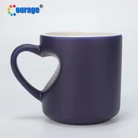 Tasses en céramique personnalisées Courage, sublimation mate, cadeau de la Saint-Valentin, poignée en forme de cœur, couleur changeante, tasses à café avec eau chaude