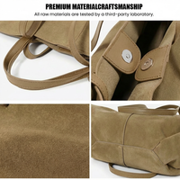 Sac à main minimaliste en daim et cuir véritable, grande capacité, sacs fourre-tout pour femmes, Handtasche Damen, sac de travail pour le bureau