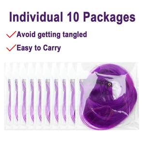 Extensions de cheveux synthétiques transfrontalières Deep Wave 20 pouces violettes, 10 pièces par paquet pour cosplay, fête, festival - Product Image 3