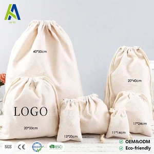 Sacs à dos promotionnels personnalisés en toile de coton bio <span class=keywords><strong>Aite</strong></span> avec cordon de serrage, tailles 9x10, 10x15, 15x20, 40x50, avec impression - Product Image 1