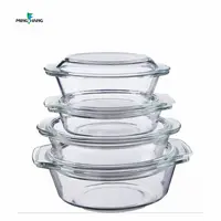 Round High Temperature Resistant Salad Mixing Large Fruit Dessert Sugar Glass Bowl with Lid Cover