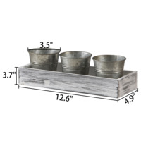 Jardinière artisanale de style campagnard, plateau en métal pour plantes de rebord de fenêtre, pots de fleurs rustiques en bois et métal galvanisé pour succulentes