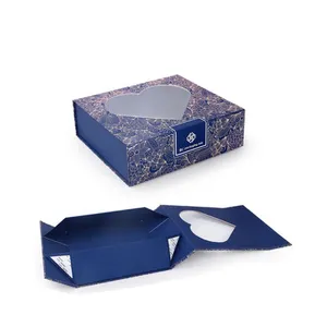 Hard Folding Packaging Box Transparent PVC Clothing Folding Gift Heart-shaped Open Window Box