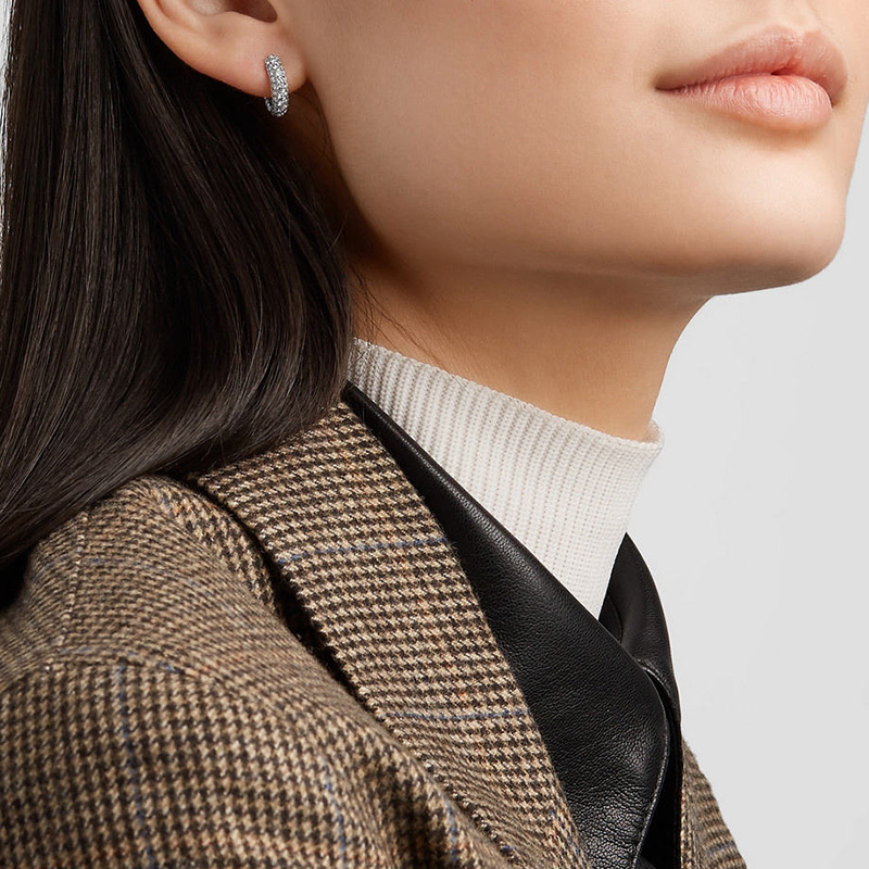 pave hoop earrings silver