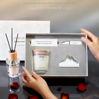 Coffret Cadeau Luxe Bougie Artisanale en Cire de Soja Parfumée Montagne et Diffuseur à Bâtonnets – Collection Parfums Haut de Gamme pour Aromathérapie Chambre