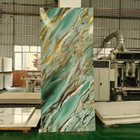 Panneau mural moderne imperméable en composite bois-plastique, revêtement UV brillant, impression 3D, effet marbre, matériau écologique