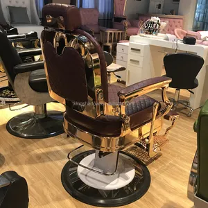 Saç vintage salon mobilyaları için paketi hidrolik uzanmış koltuk başlığı saç kesimi antika eski berber koltuğu