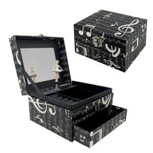 Caja de Almacenamiento de Joyas <span class=keywords><strong>Musical</strong></span> de Papel Ecológico en Oferta, Organizador con Diseño de Notas Musicales y Bailarina Giratoria, Estilo Coreano, Regalo para Niñas - Product Image 1