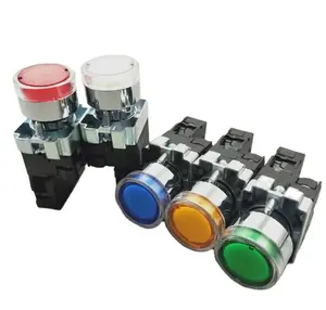 22 mm Moment XB2-BW3361 Runddruckknopf-Schalter mit LED-Licht 1NO 24V/AC220V/AC380V Grün, Rot, Gelb, Blau ZB2-BE101C
