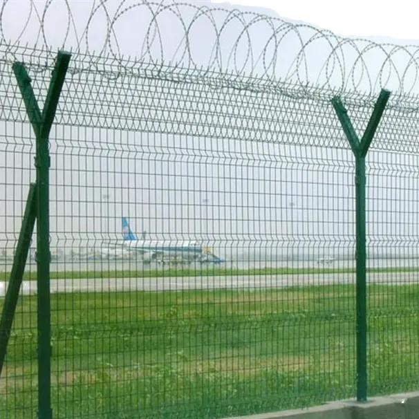 High Security 3mm Welded Wire Mesh Fencing Gate Curved Steel and Iron for Airport Prison Protection with Low Maintenance