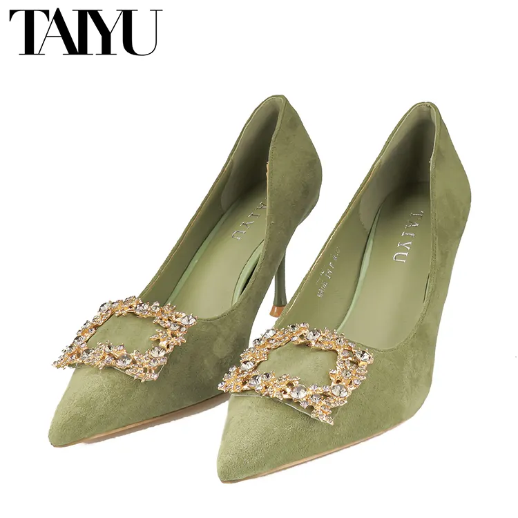 TAIYU Custom Shiny Rhinestone Pointed Head Designer High Heel Shoes Luxury Fashion Ladies High-heeled Pumps Shoes