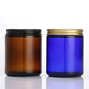 Metalldeckel bernsteinfarbene transparente Glasbehälter 4 Oz 8 Oz 10 Oz 100 ml 200 ml leere Glaskerzengläser für Zuhause Tisch Schlafdekoration