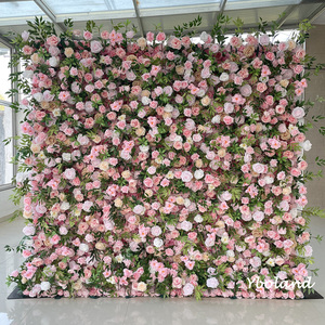 A-989 Sfondo Floreale in Seta a Basso Prezzo per Matrimoni e Baby Shower, Decorazione Artificiale con <span class=keywords><strong>Rose</strong></span> Bianche e Rosa - Product Image 1