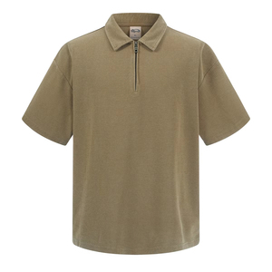 <span class=keywords><strong>Polo</strong></span> a manica corta vintage lavata in maglia waffle tinta a cera con cerniera YKK, personalizzabile, all'ingrosso - Product Image 5
