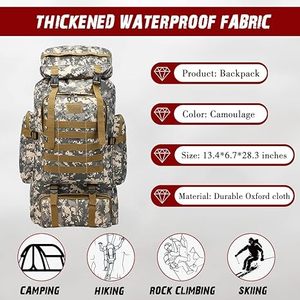 <span class=keywords><strong>Sac</strong></span> <span class=keywords><strong>à</strong></span> <span class=keywords><strong>dos</strong></span> tactique unisexe <span class=keywords><strong>70L</strong></span> imperméable avec doublure en PVC, fermeture éclair, pour randonnée, camping, voyage, chasse, survie, grand <span class=keywords><strong>sac</strong></span> <span class=keywords><strong>à</strong></span> <span class=keywords><strong>dos</strong></span> - Product Image 2
