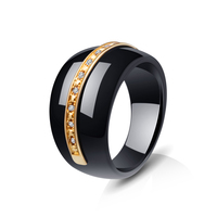 Bague en céramique ShuoyeW 14MM, luxe léger, noir et blanc, acier inoxydable, rangée unique de diamants incrustés, bijoux en céramique, 653