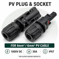 Connecteur de câble pour système d'énergie solaire, étanche IP67, 1000V DC, 30A, contact en cuivre étamé, 6mm², 4mm², prise PV