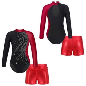 Ensemble de justaucorps de danse et de gymnastique en Spandex avec strass pour filles, idéal pour la performance, les récitals, le patinage artistique et l'entraînement, personnalisable - Product Image 2