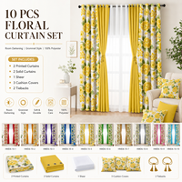Lot de 10 rideaux imprimés prêts à poser en polyester occultant avec housses de coussin – Vente en gros usine