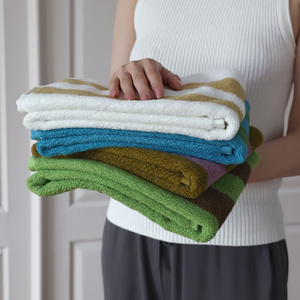 Toallas de lujo con rayas amarillas y blancas Toallas de cara de hotel de 5 estrellas para Facial Toalla de playa de algodón 100% - Product Image 4