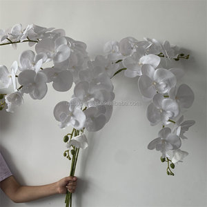 E-216 gros orchidée artificielle 9 têtes vraie touche papillon orchidée tiges Table de mariage fleurs blanches pures Phalaenopsis - Product Image 1