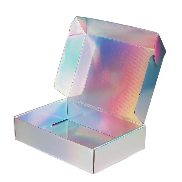 DF-holograma láser de estampación en caliente, caja de papel de regalo de cartón, holograma iridiscente, plateado, UV, brillante, productos cosméticos