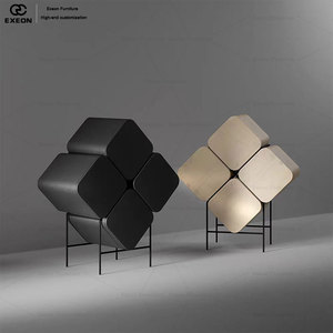 Meuble à vin en bois de luxe créatif, motif trèfle à quatre feuilles classique - Meuble de présentation de vaisselle pour salle à manger de villa - Product Image 4