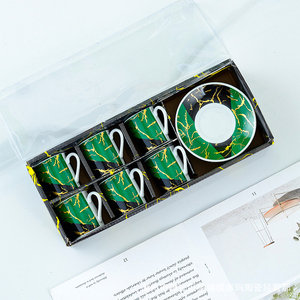 Vente en gros de table basse arabe ensemble <span class=keywords><strong>d</strong></span>'assiettes et de tasses en céramique tasse à café et soucoupe en céramique Gold Line ensemble de 6 - Product Image 3