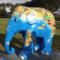 Décoration de parc d'attractions Accessoires pour animaux Artificiel Réaliste Taille réelle Sculpture d'éléphant en fibre de verre