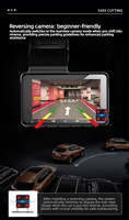 Caméra de rétroviseur HD 1440P à double objectif avec enregistrement en boucle, surveillance de stationnement, écran 3 pouces avant et arrière, connexion Wi-Fi avec application mobile