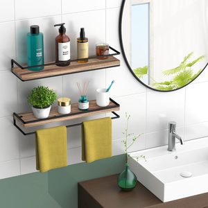 Étagères flottantes Meangood à fixer au mur, lot <span class=keywords><strong>de</strong></span> 2, design moderne rustique, 2,3 pouces d'épaisseur, <span class=keywords><strong>rangement</strong></span> pour la salle <span class=keywords><strong>de</strong></span> bain, la <span class=keywords><strong>douche</strong></span>, la chambre à coucher, le salon - Product Image 2