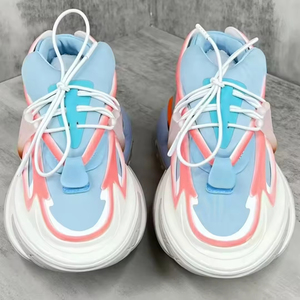 Chaussures de sport tendance de haute qualité en cuir véritable de marque, à lacets, semelle épaisse, maille légère, style running haut de gamme - Product Image 6