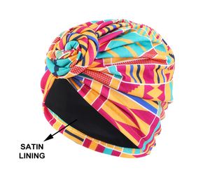 Customize Design Fashion Design Double Layer Solid Color <b>Chemo</b> Head Wear <b>Women</b> Top Knot Twisted Turban <b>Hat</b> With Satin Lining - Product Image 2