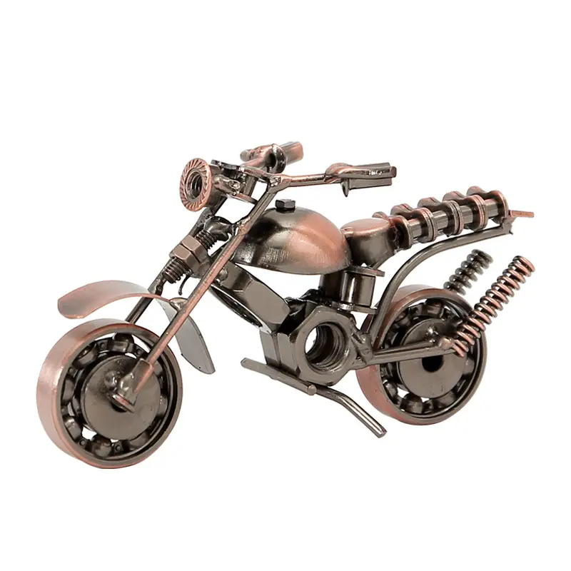 Modelo de motocicleta de Metal antiguo, acentos decorativos de escritorio para el hogar