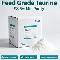 Taurine de qualité alimentaire 98,5 % min. en poudre en vrac CAS 107-35-7 Additif alimentaire pour l'aquaculture, les animaux de compagnie (chats, chiens), le bétail et la volaille, carton de 25 kg