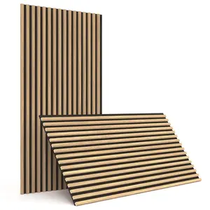 Sunwing 3 Faces Wood Slat Acoustic Wall Panel | Stock In US | 2-Pack 23.5'' X 47.2'' 3D Fluted Soundproof Wall Panelling