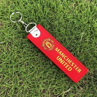 Porte-clés brodé personnalisé avec logo, double face, en tissu, avec lettres, broderie tissée, sur mesure