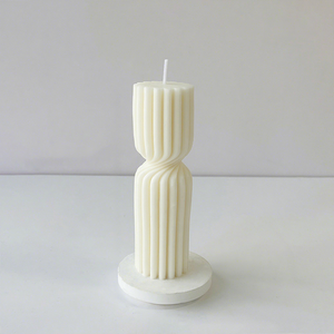 Vela Aromática Cilíndrica de Estilo Nórdico, Texturizada, Blanca, para Decoración de Bodas y Banquetes - Product Image 5