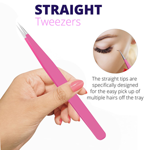 Stainless Steel Eyelash Tweezers Non-Stick Diy Lash Tweezers Diy Non Sticky Tweezer Applicator <b>Tools</b> for Press on Lashes - Product Image 5